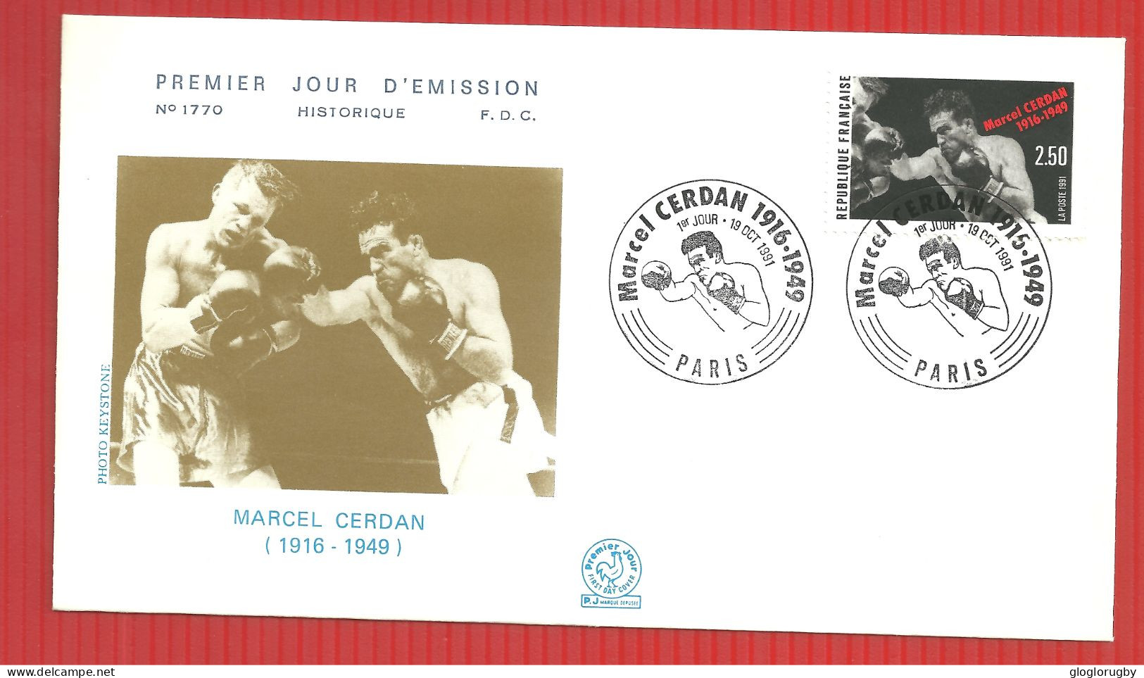 FDC MARCEL CERDAN  PARIS 19 10 1991 - Boxen