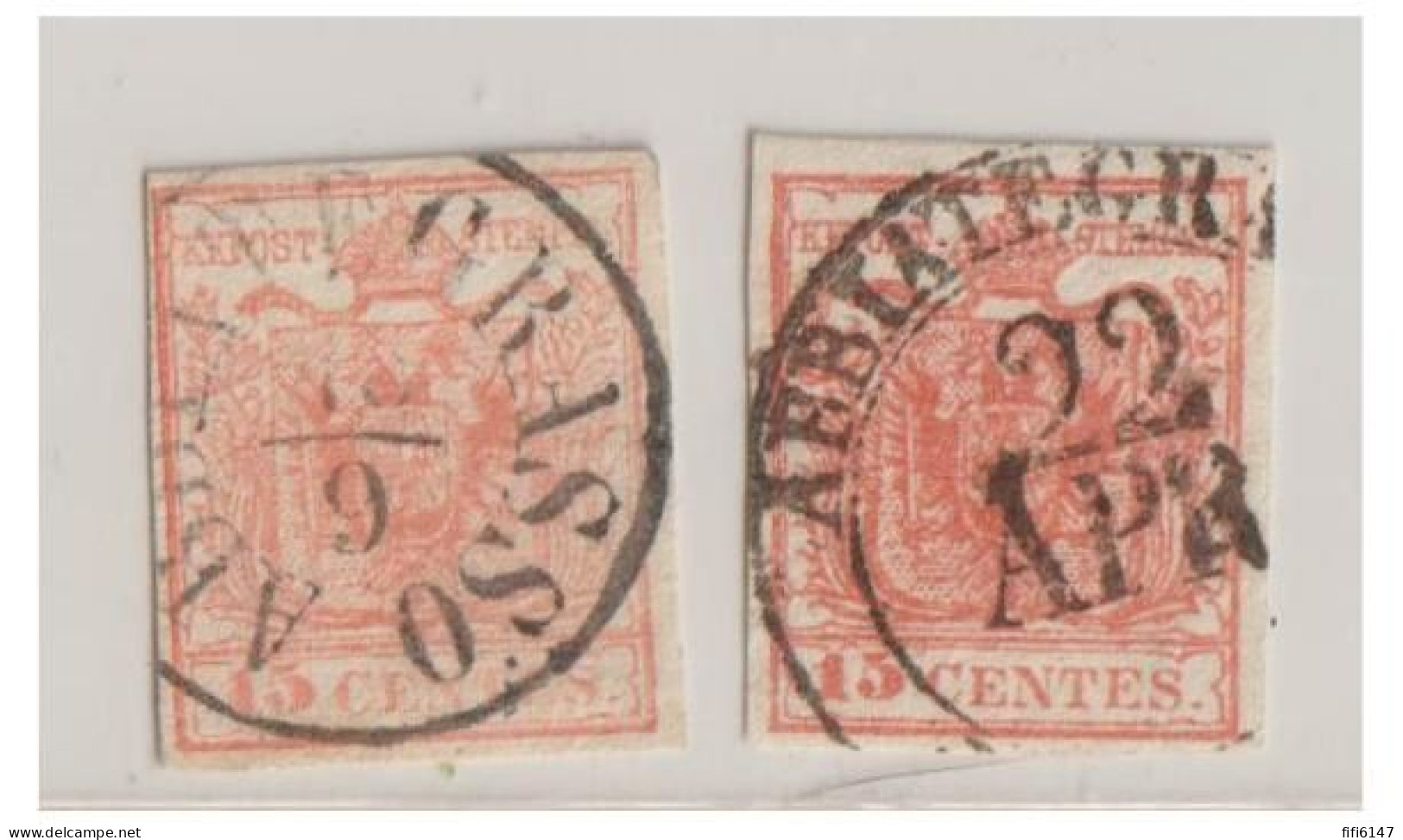 ITALIE -- LOMBARDO-VENETO-- Lot De 2 Timbres Oblitéré De  ABBIATEGRASSO - Lombardy-Venetia