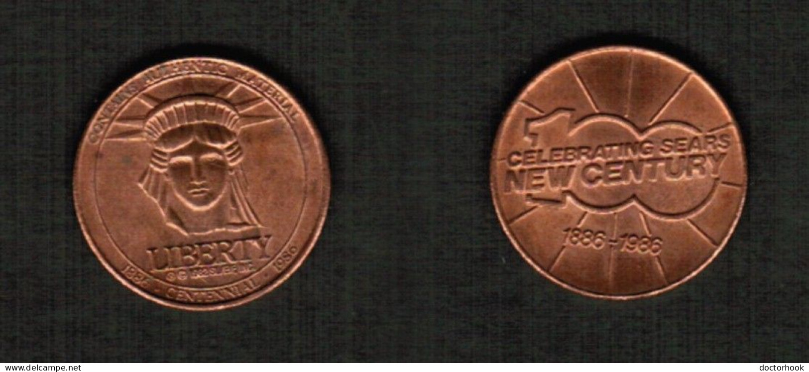 U.S.A..   1986 SEARS---100 YEARS Of The STATUE Of LIBERTY TOKEN (CONDITION AS PER SCAN) (T-172) - Firma's
