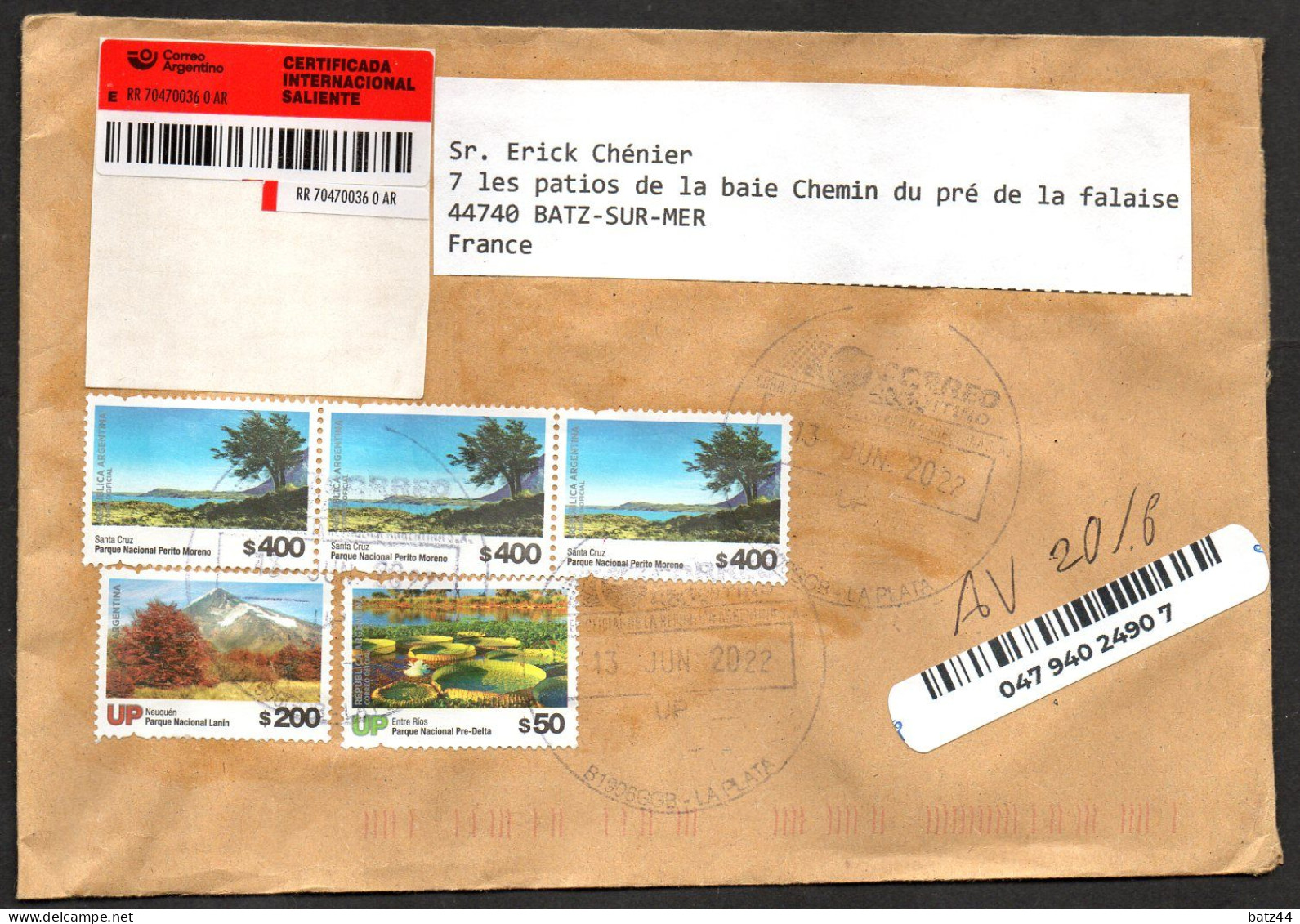 Argentine Argentino  ENVELOPPE COVER LETTRE 13 06 2022 La Plata Parque Nacional CN 22 Au Verso - Cartas & Documentos