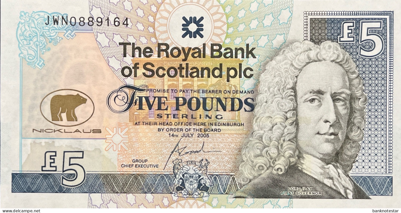 Scotland 5 Pounds, P-365 (14.7.2005) - UNC - Nicklaus Issue - 5 Pounds