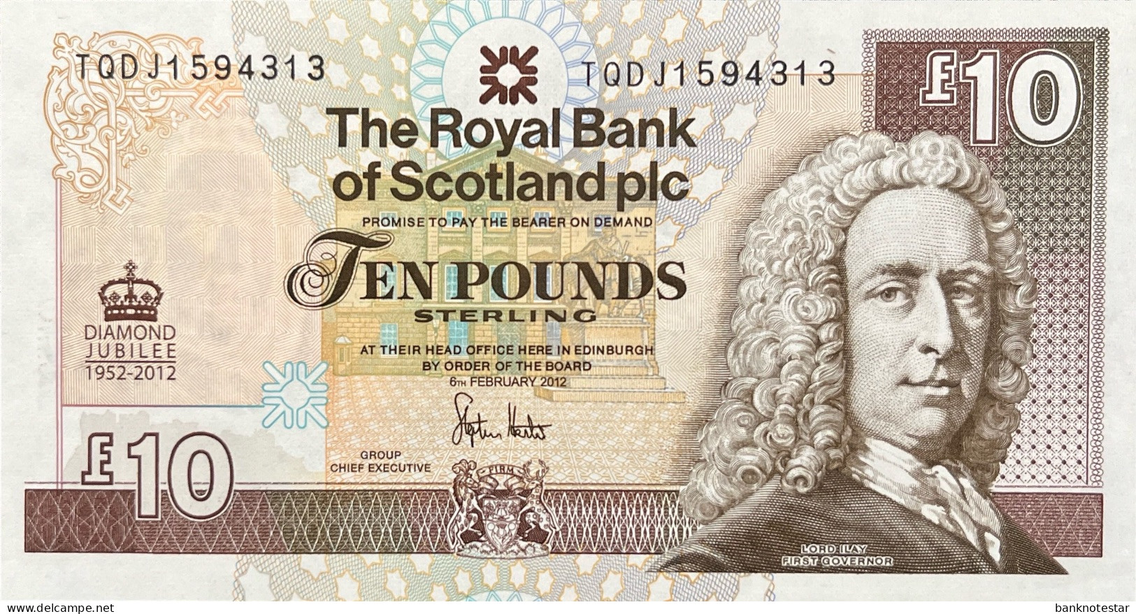 Scotland 10 Pounds, P-368 (6.2.2012) - UNC - Queen Diamond Jubilee Issue - 10 Ponden