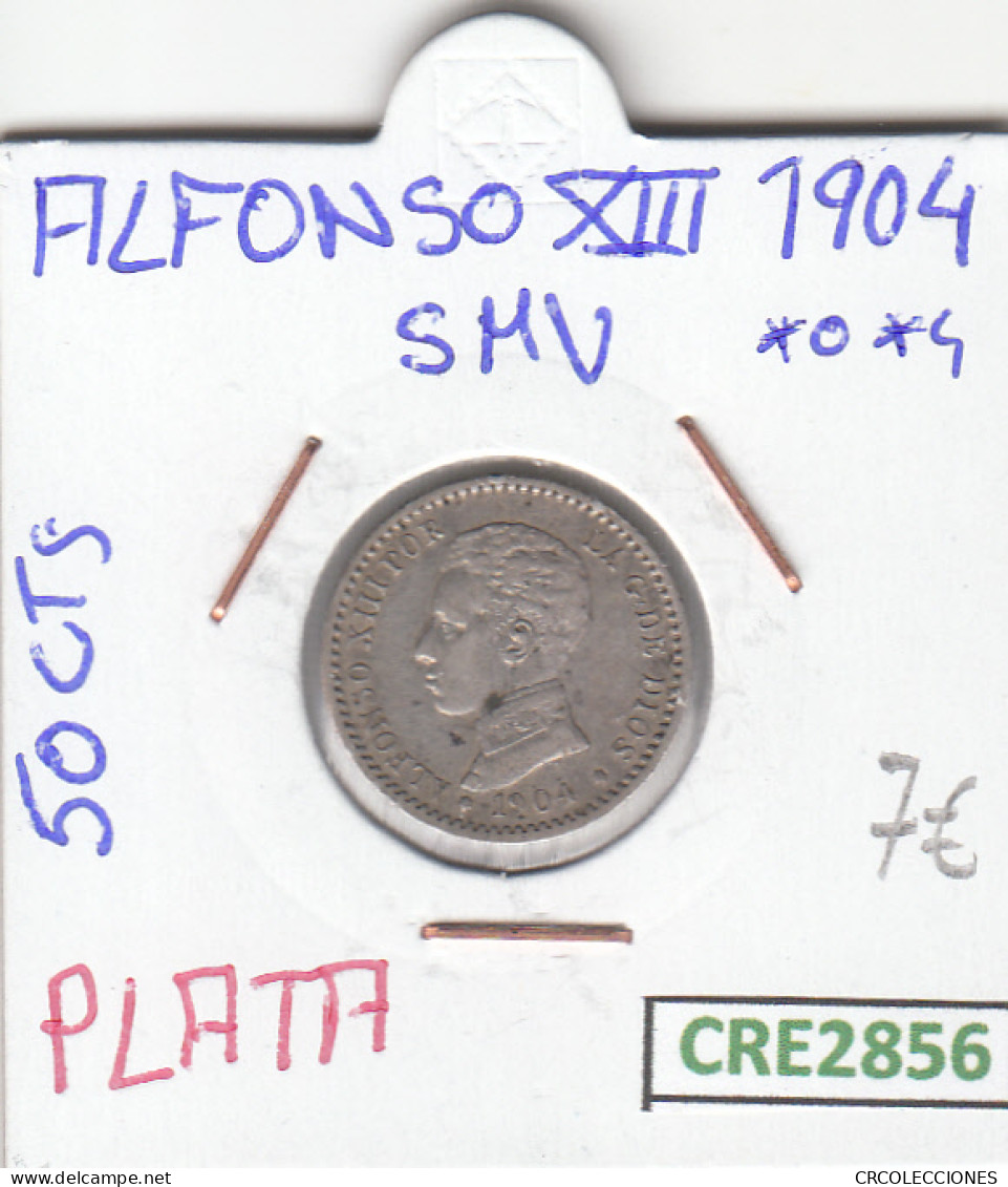 CRE2856 MONEDA ESPAÑA ALFONSO XIII 50 CENTIMOS 1904 *0*4 SMV PLATA MBC - Otros & Sin Clasificación