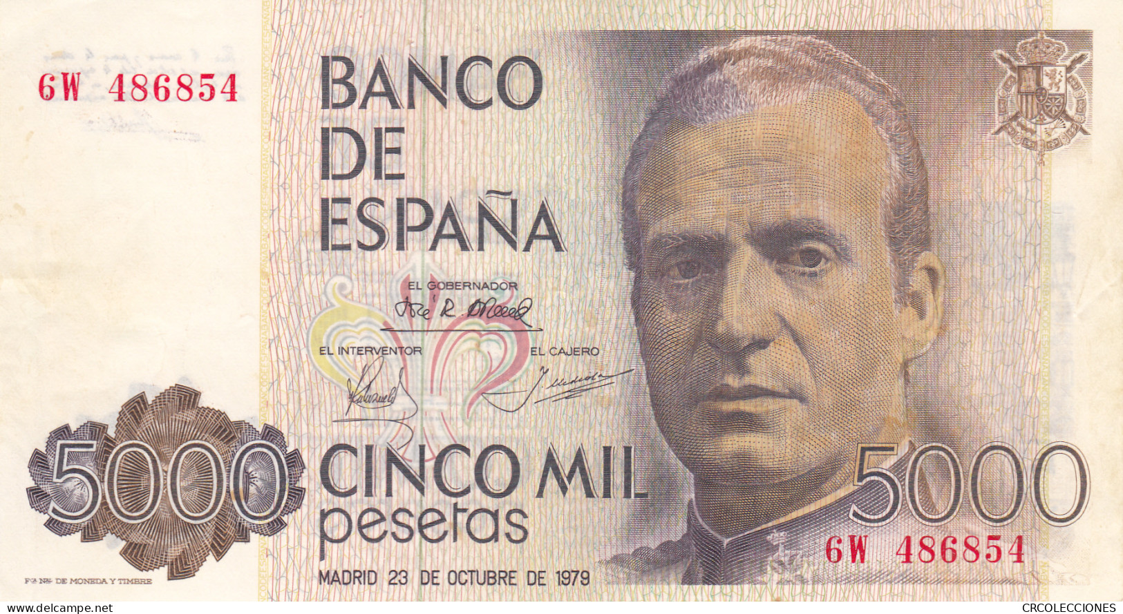 CRBS1029 BILLETE ESPAÑA 5000 PESETAS 1979 USADO ERROR COLOR - [ 4] 1975-… : Juan Carlos I