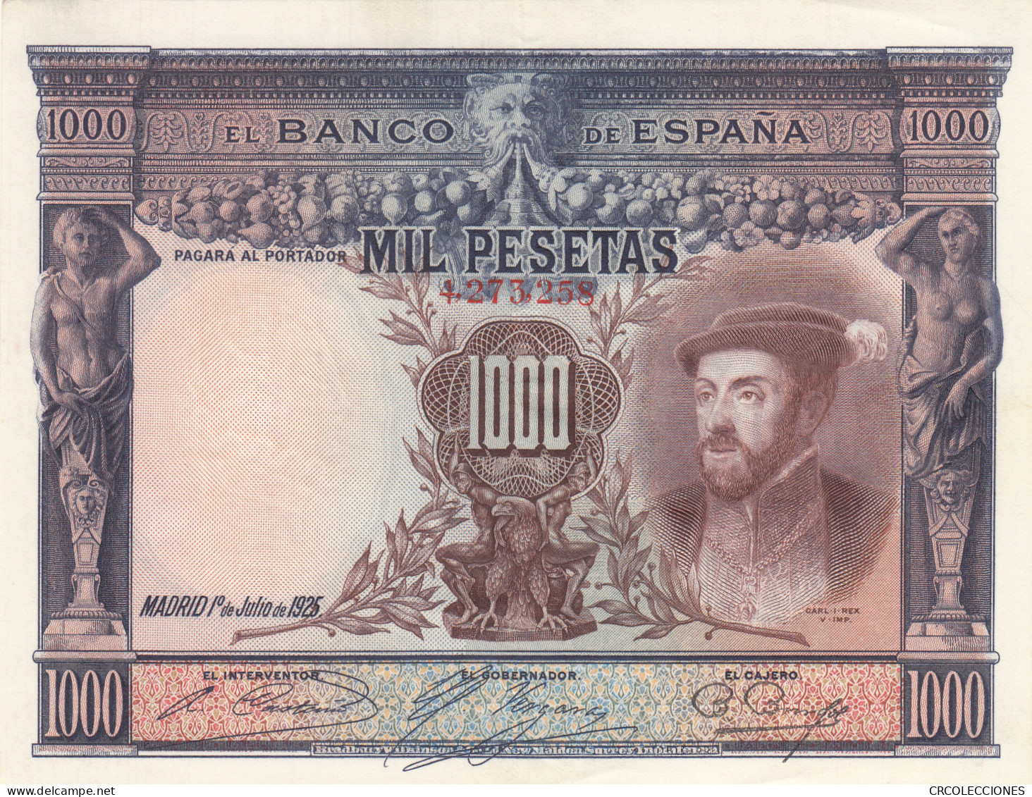 CRBS1027 BILLETE ESPAÑA 1000 PESETAS 1925 EBC+ CON DOBLEZ CENTRAL - Andere & Zonder Classificatie