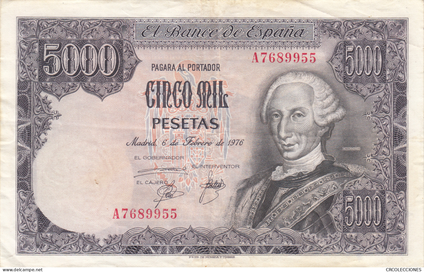 CRBS1028 BILLETE ESPAÑA 5000 PESETAS 1976 MBC - Autres & Non Classés