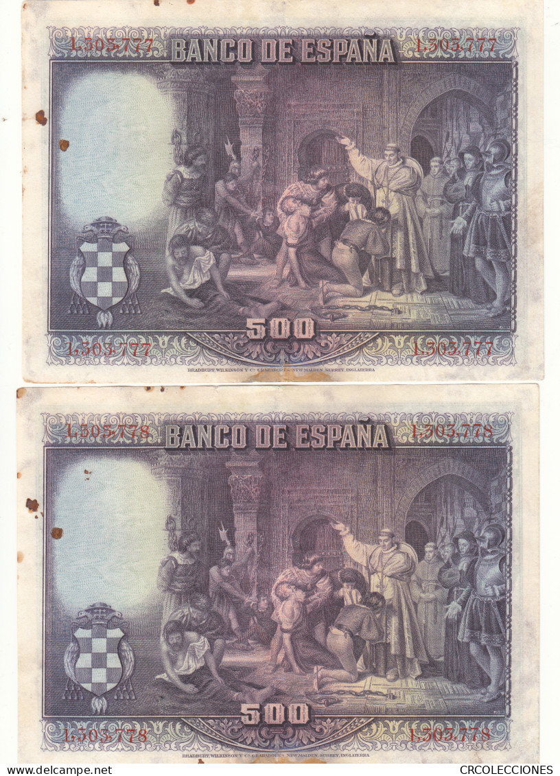 CRBS1017 BILLETE ESPAÑA 500 PESETAS 1928 BC CON CMANCHAS - Andere & Zonder Classificatie