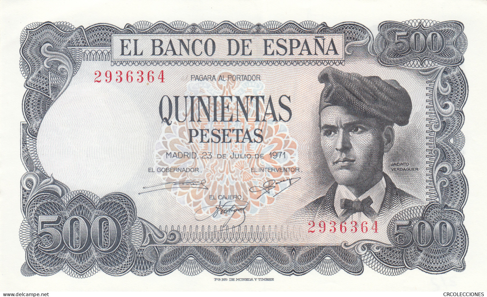 CRBS1021 BILLETE ESPAÑA 500 PESETAS 1971 SIN SERIE EBC - Otros & Sin Clasificación