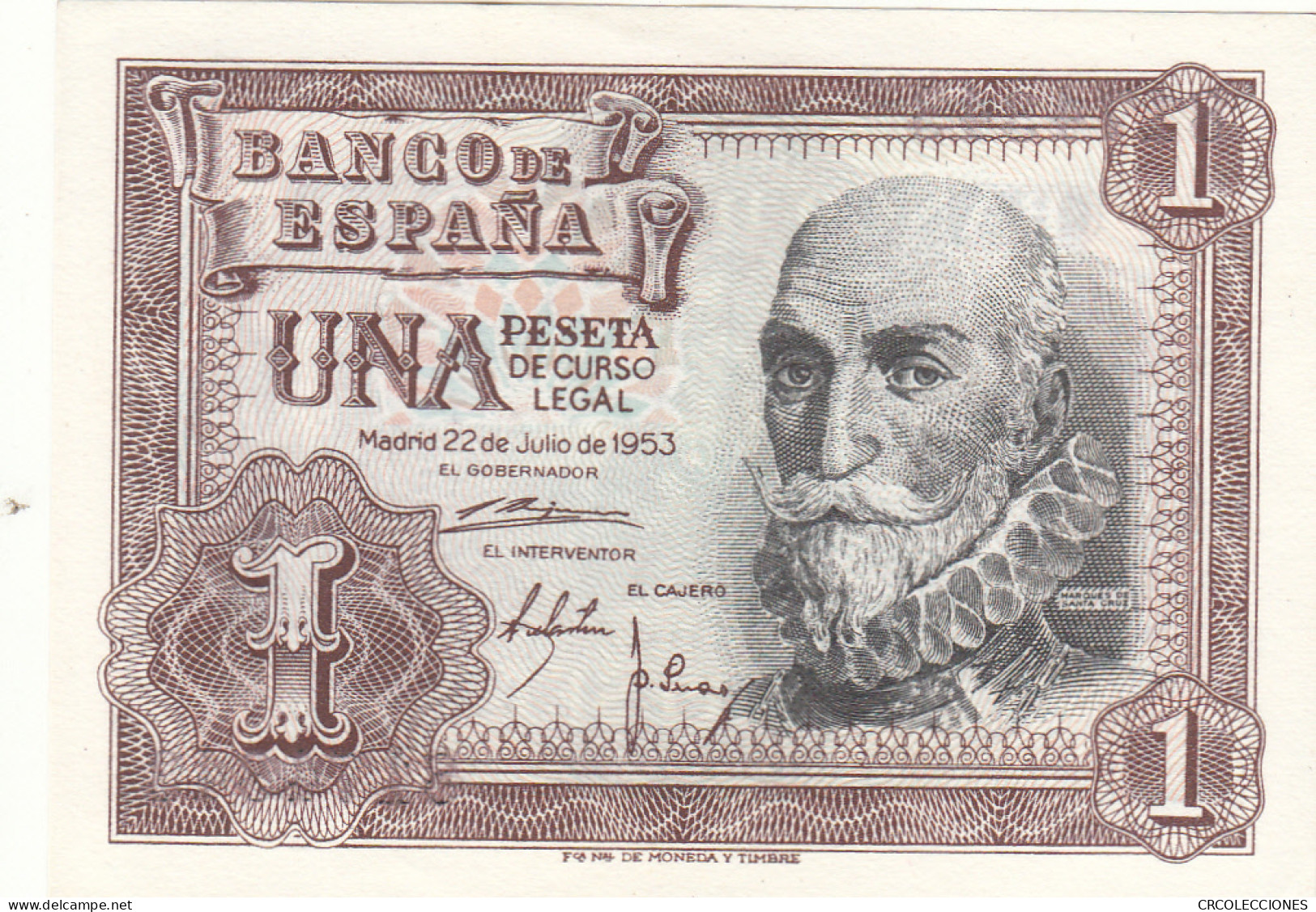 CRBS0995 BILLETE ESPAÑA 1 PESETA 1953 SIN SERIE SIN CIRCULAR - Otros & Sin Clasificación