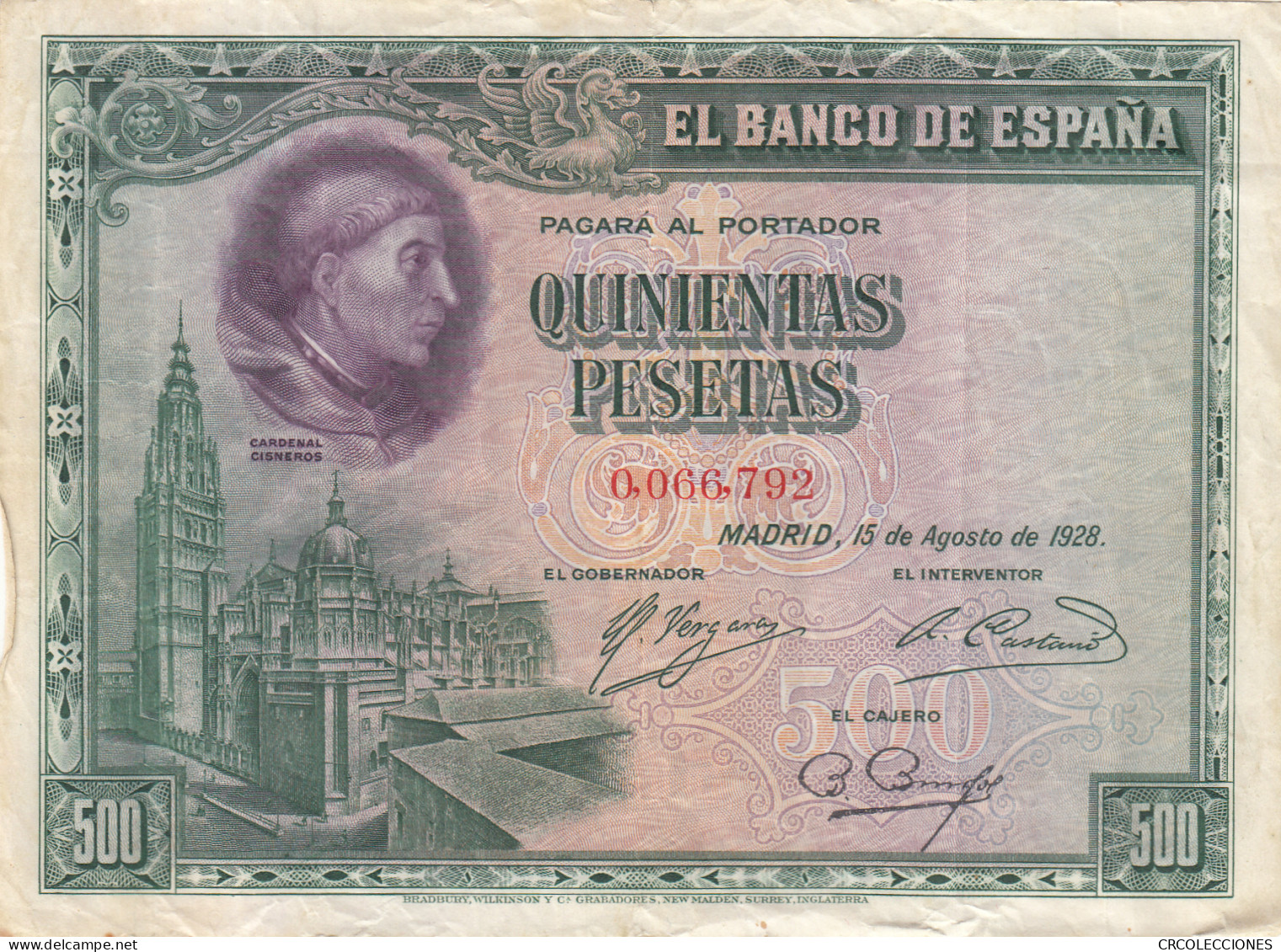 CRBS1013 BILLETE ESPAÑA 500 PESETAS 1928 MBC - Andere & Zonder Classificatie