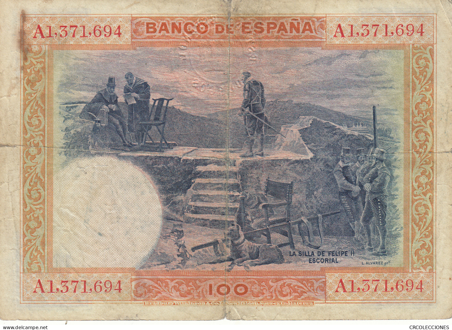 CRBS1063 BILLETE ESPAÑA 100 PESETAS 1925 CON RESELLO USADO - Andere & Zonder Classificatie