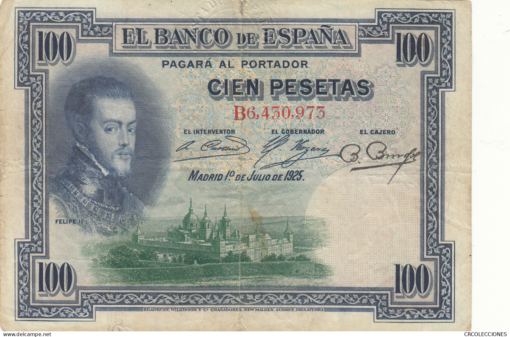 CRBS1062 BILLETE ESPAÑA 100 PESETAS 1925 CON RESELLO USADO - Other & Unclassified