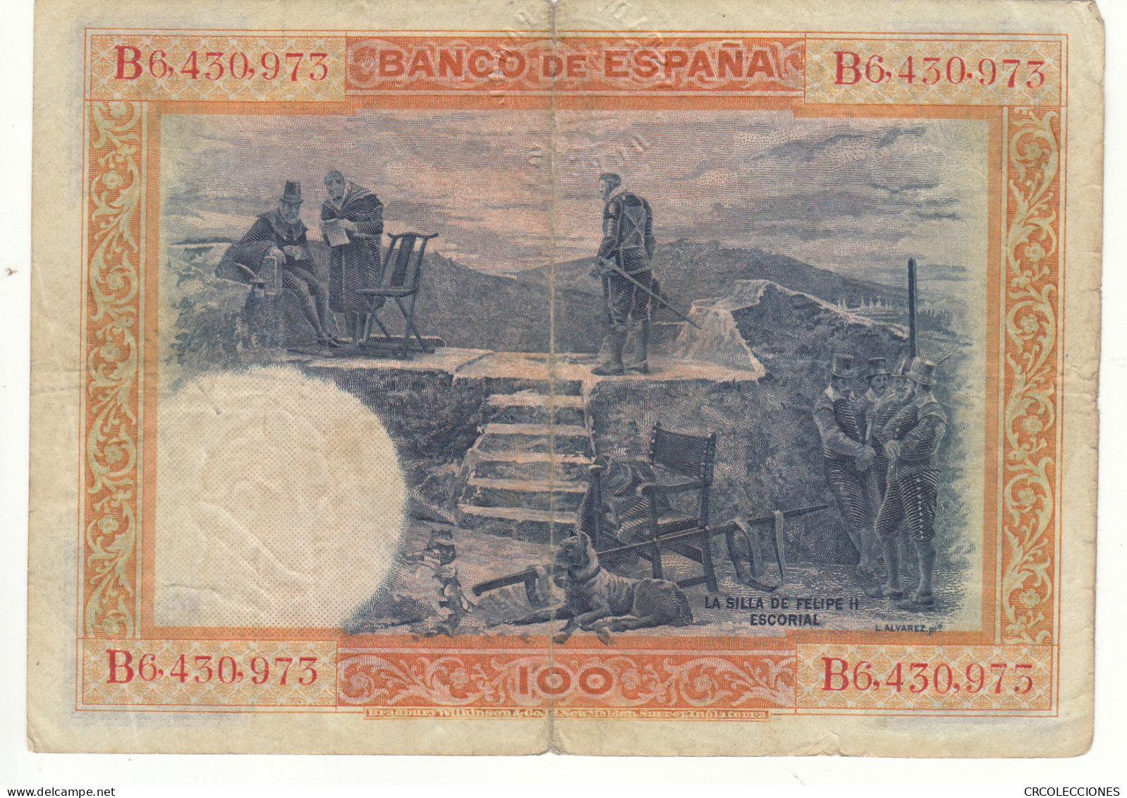 CRBS1062 BILLETE ESPAÑA 100 PESETAS 1925 CON RESELLO USADO - Autres & Non Classés