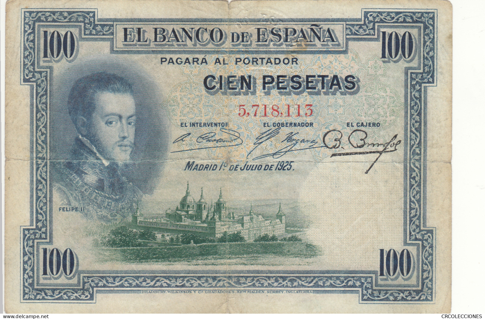 CRBS1060 BILLETE ESPAÑA 100 PESETAS 1925 CON RESELLO USADO - Other & Unclassified