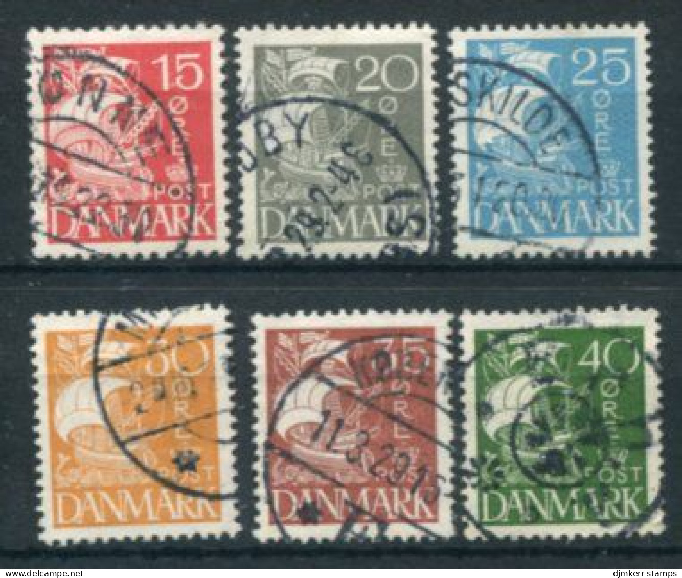 DENMARK 1927 Caravel With Solid Background Set Of 6 Used.  Michel 168-73 - Usati