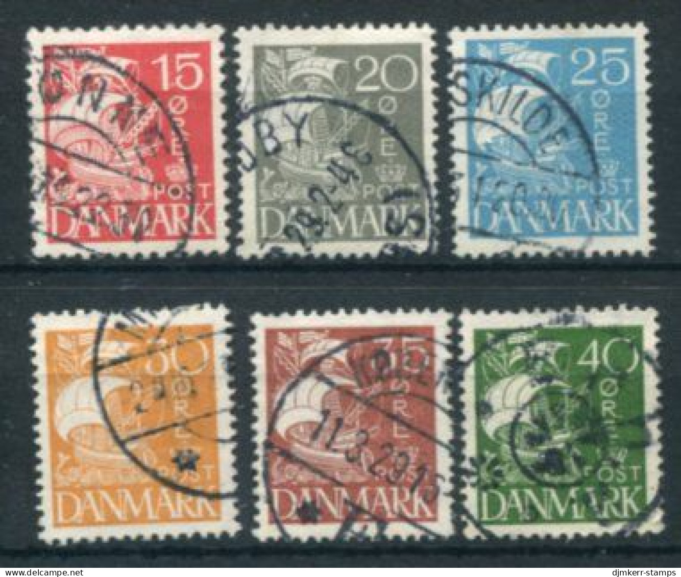 DENMARK 1927 Caravel With Solid Background Set Of 6 Used.  Michel 168-73 - Gebraucht