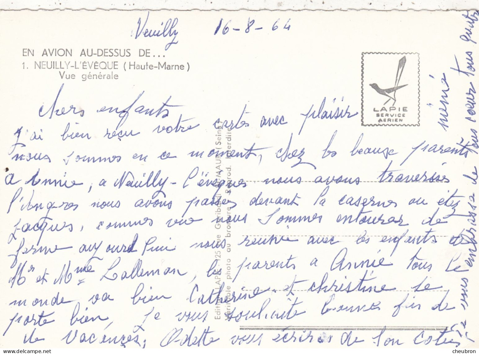 52. NEUILLY L'EVEQUE . CPA. VUE GENERALE AERIENNE. ANNEE 1964 + TEXTE - Neuilly L'Eveque