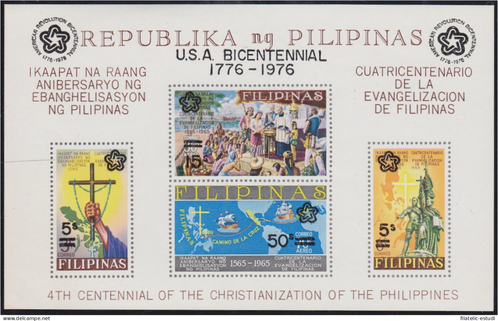 Filipinas HB 9 1976 Bicentenario De La Independencia De Estados Unidos MNH - Philippines