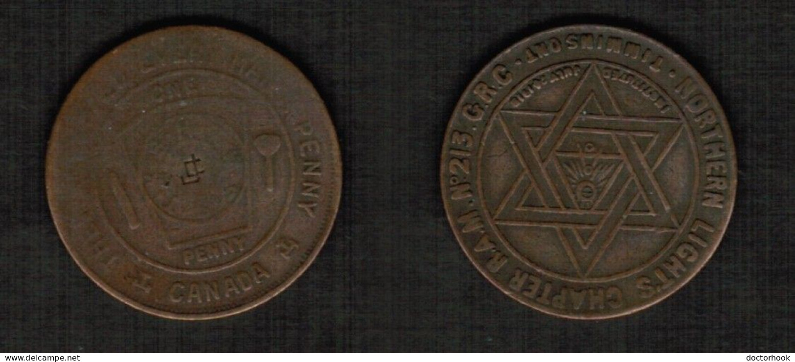 CANADA.  TIMMINS ONTARIO---CHAPTER 213---MASONIC 1 PENNY TOKEN (CONDITION AS PER SCAN) (T-178) - Monetary /of Necessity