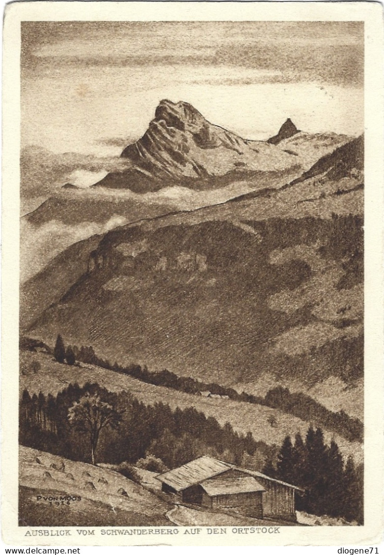 Ausblick Vom Schwanderberg Auf Den Ortstock Von Moos 1926 GF - Schwanden