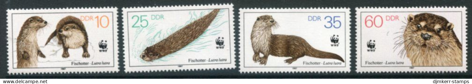 EAST GERMANY / DDR 1987 WWF: Otters MNH / **.  Michel 3107-10 - Nuevos