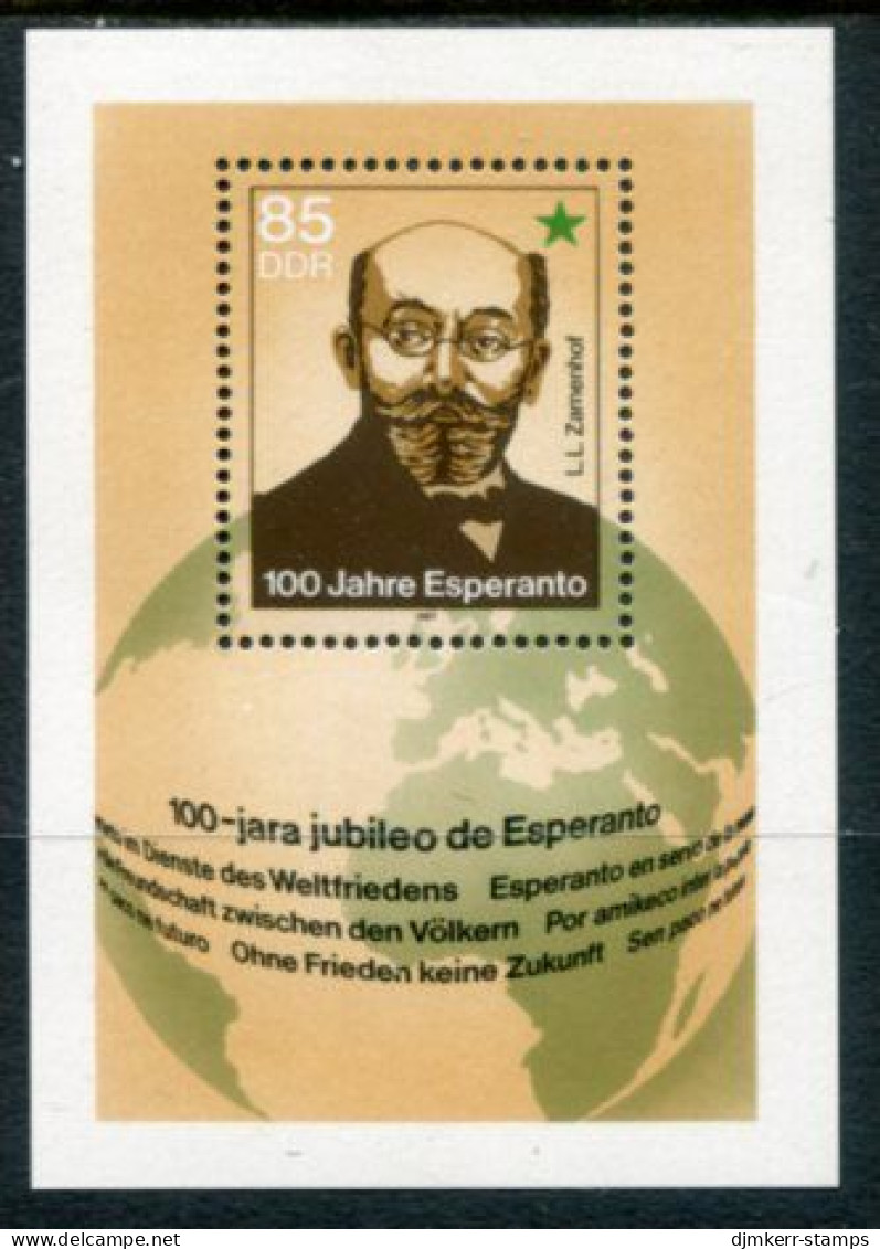 EAST GERMANY / DDR 1987 Esperanto Centenary Block MNH / **.  Michel Block 87 - Nuovi