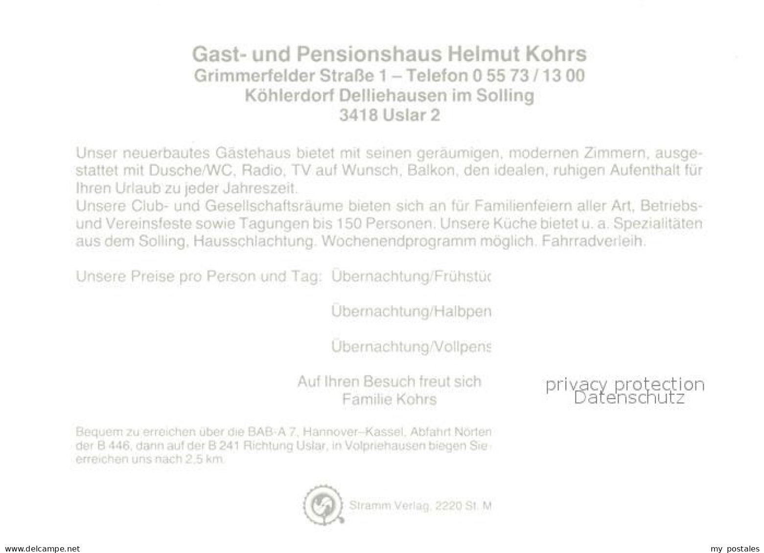73086284 Uslar Solling Gast Pensionshaus Kohrs Uslar - Uslar