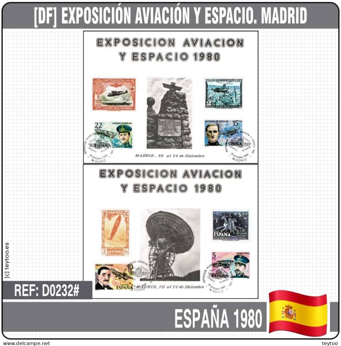 D0232# España 1980 [DF] Exposición Aviación Y Espacio. Madrid - Hojas Conmemorativas