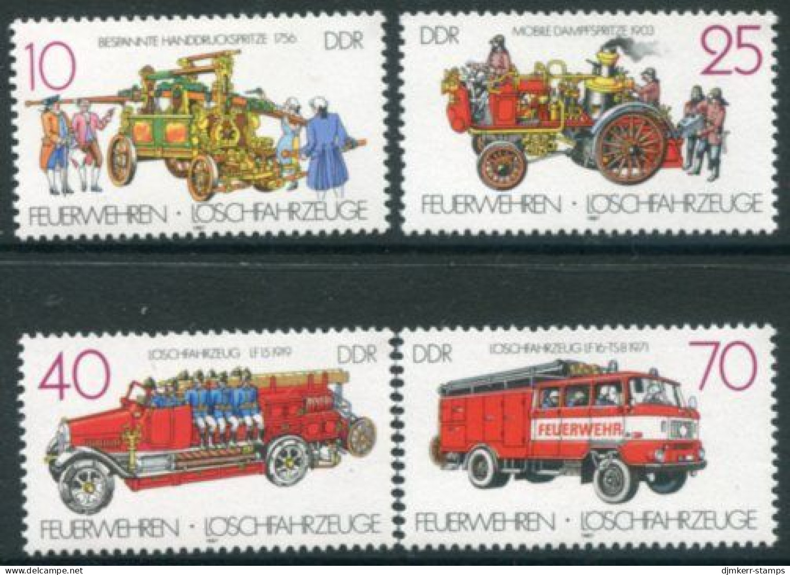 EAST GERMANY / DDR 1987 Fire Engines Singles MNH / **.  Michel 3102-04 - Nuovi