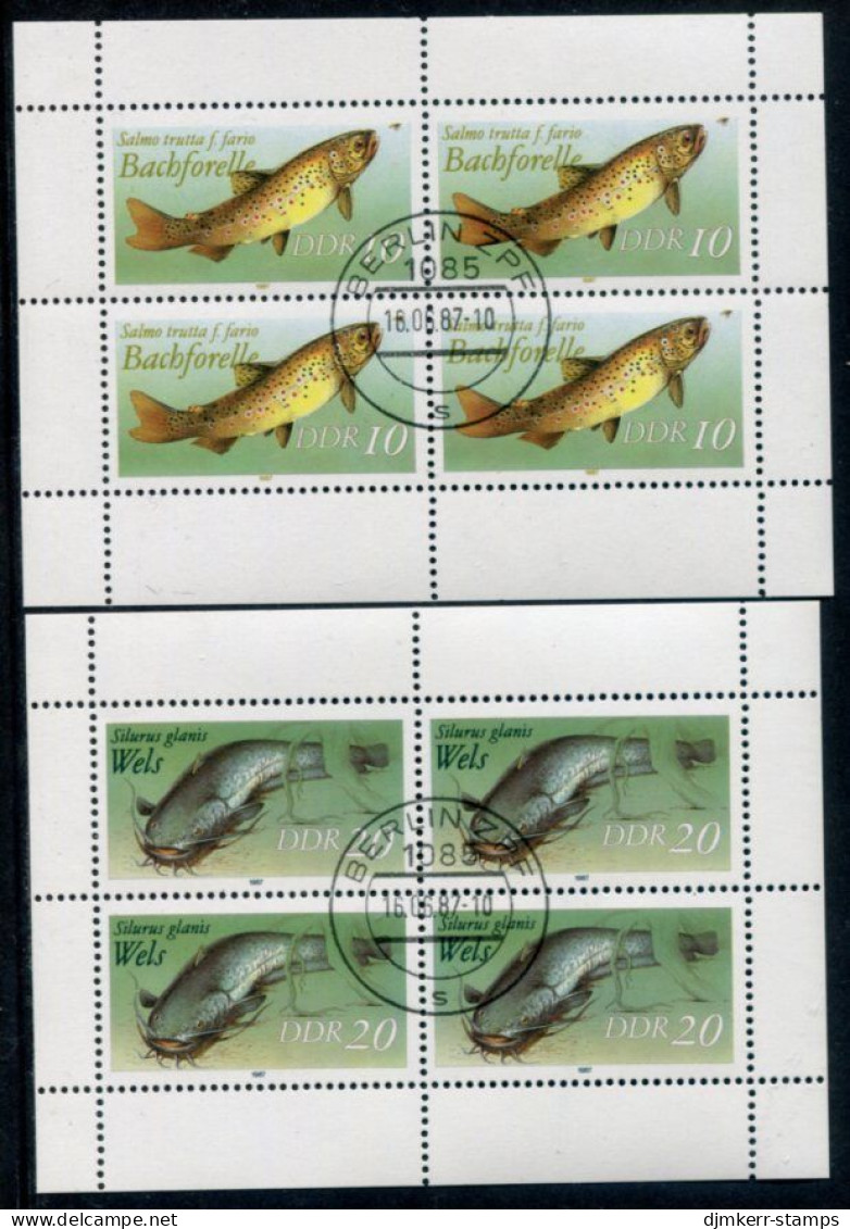 EAST GERMANY / DDR 1987 Freshwater Fish Sheetlets Used.  Michel 3096-97 Kb - Used Stamps