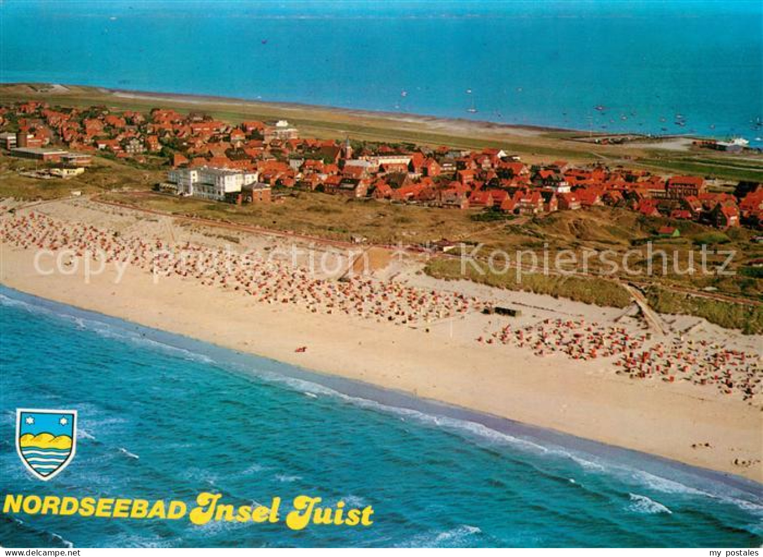 73085989 Juist Nordseebad Fliegeraufnahme Badestrand Juist - Juist