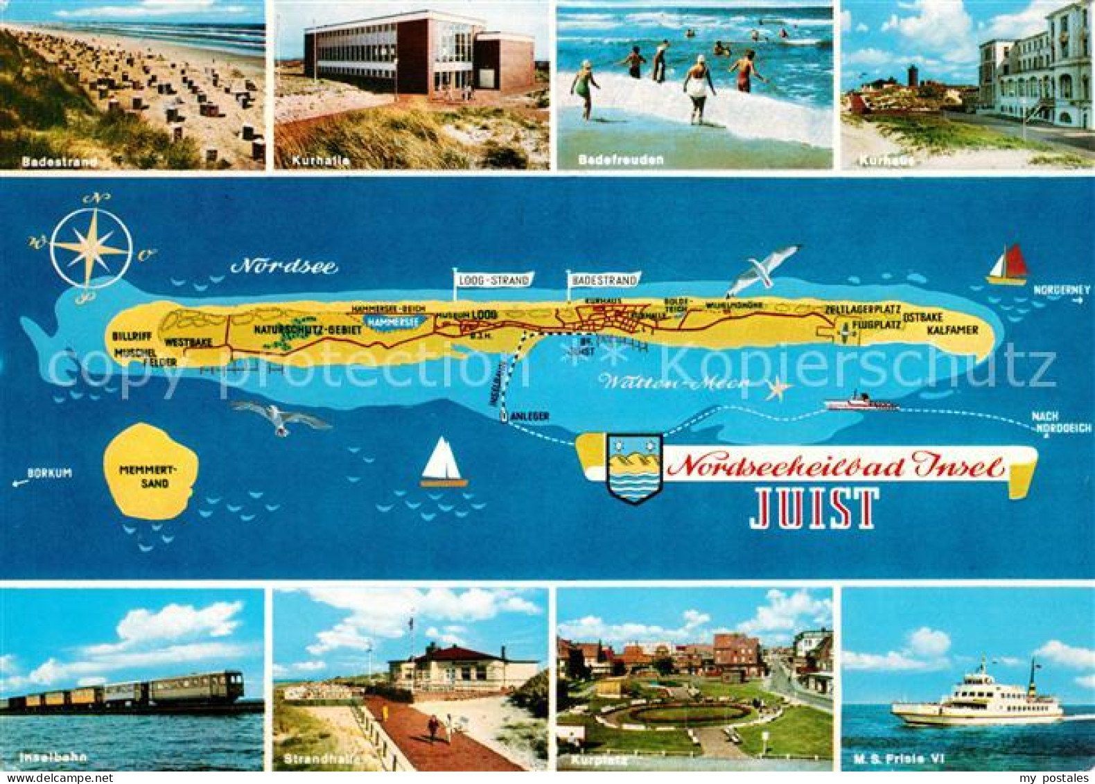 73085983 Juist Nordseebad Inselbahn Kurplatz Badestrand Panoramakarte Juist Nord - Juist