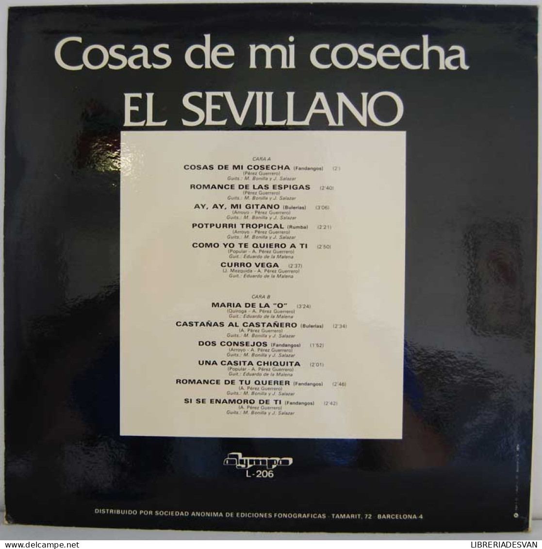 El Sevillano - Cosas De Mi Cosecha. LP - Andere & Zonder Classificatie