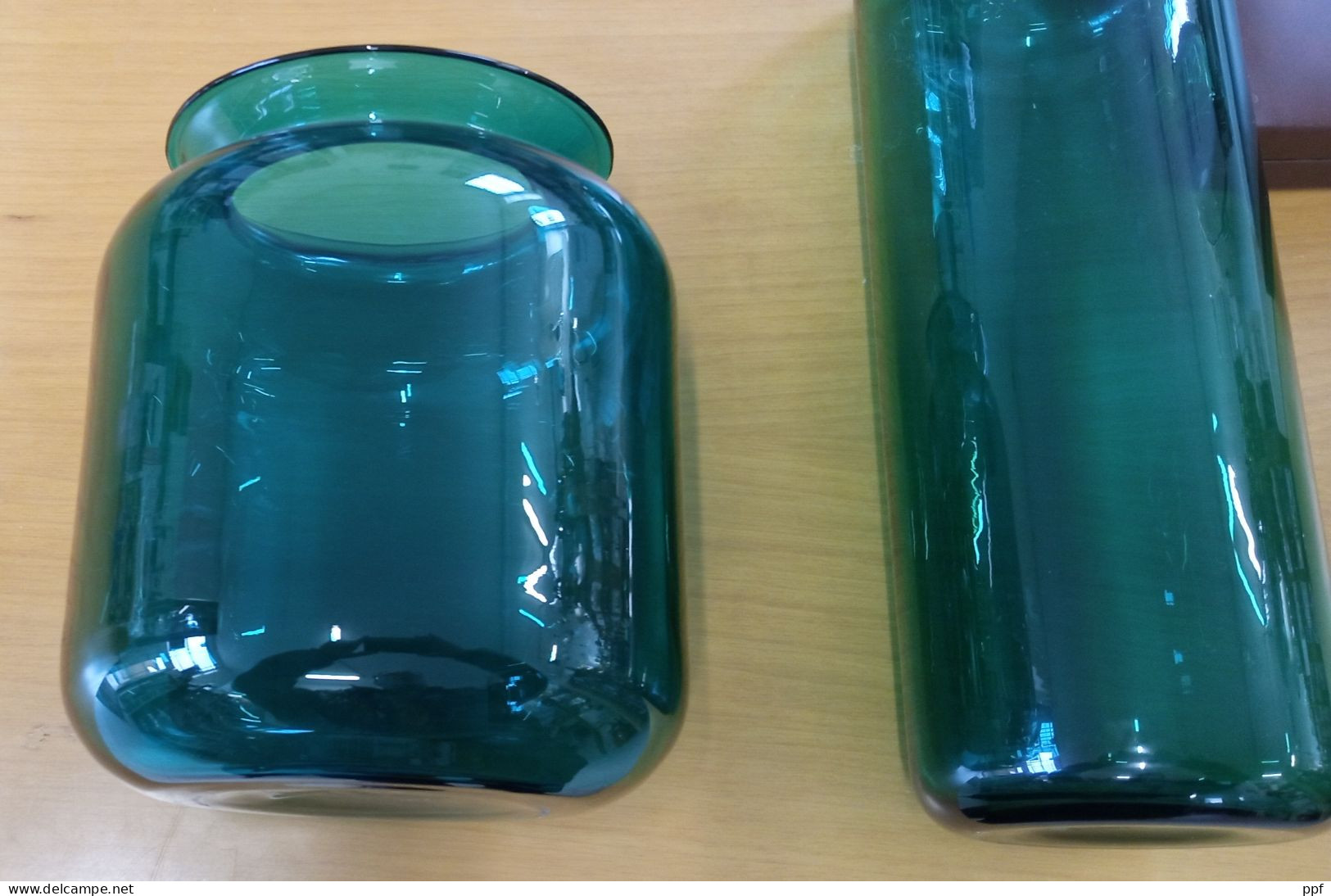 Coppia Di Cristalli Colore Verde Bottiglia, VE Vetreria Etrusca Made In Italy - Glas & Kristal