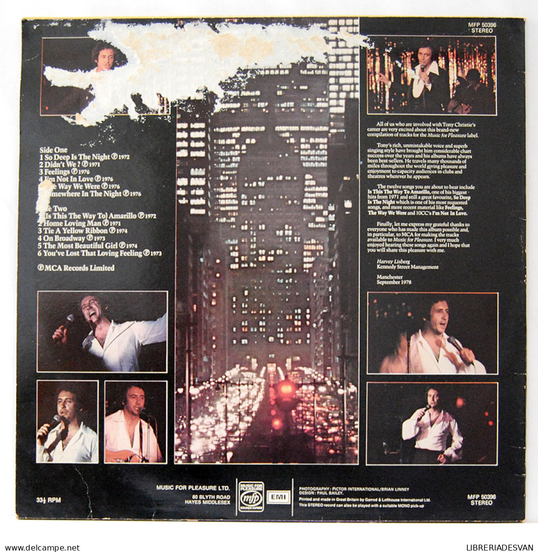 Tony Christie - So Deep Is The Night. LP - Other & Unclassified