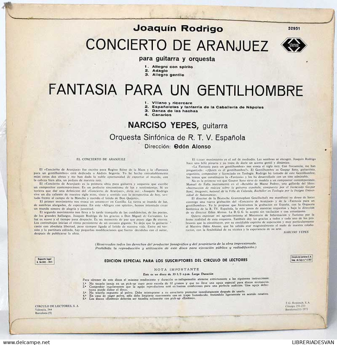 Joaquín Rodrigo - Concierto De Aranjuez. Fantasía Para Un Gentilhombre LP - Autres & Non Classés