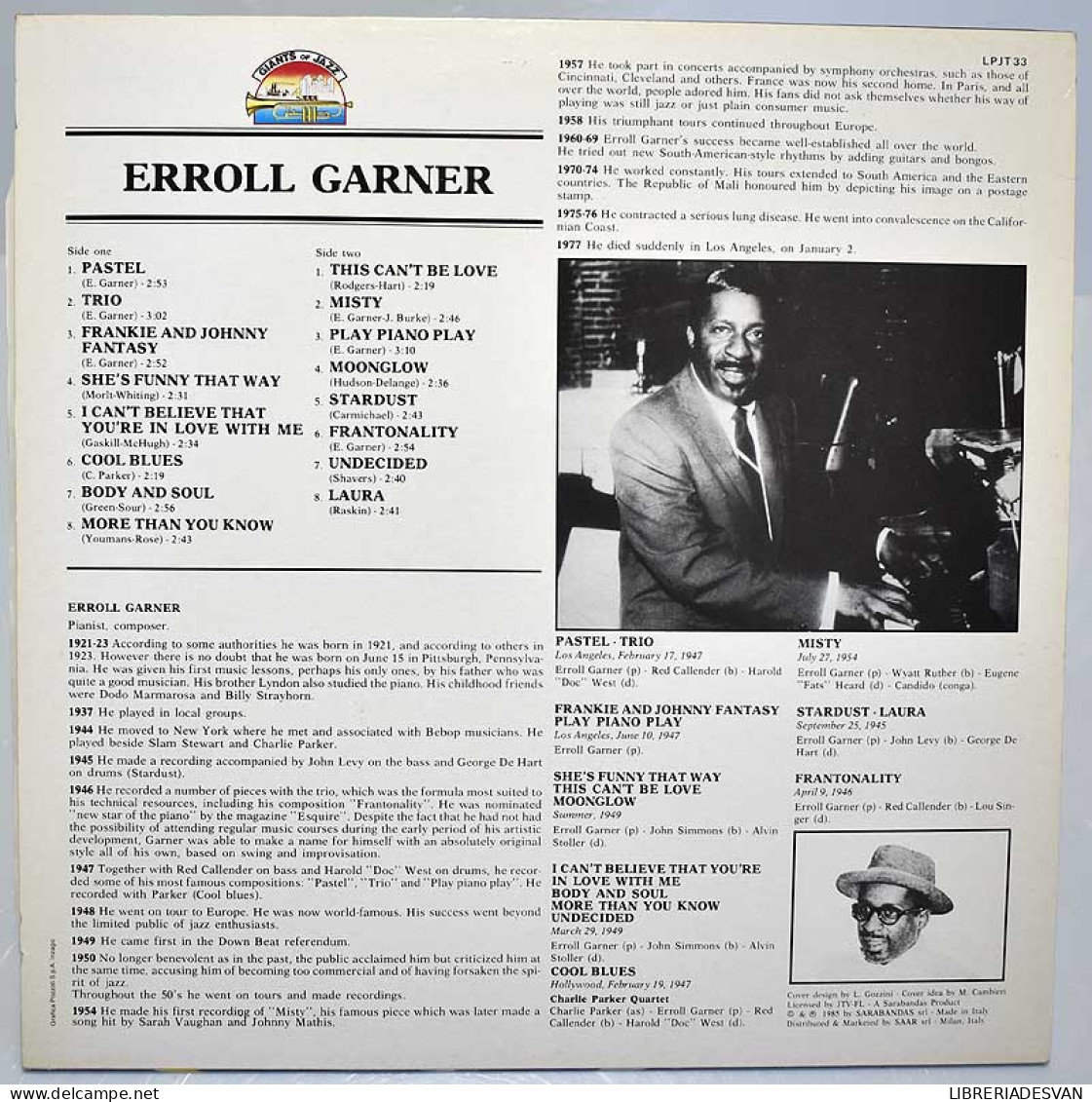 Erroll Garner - Errol Garner. LP - Other & Unclassified