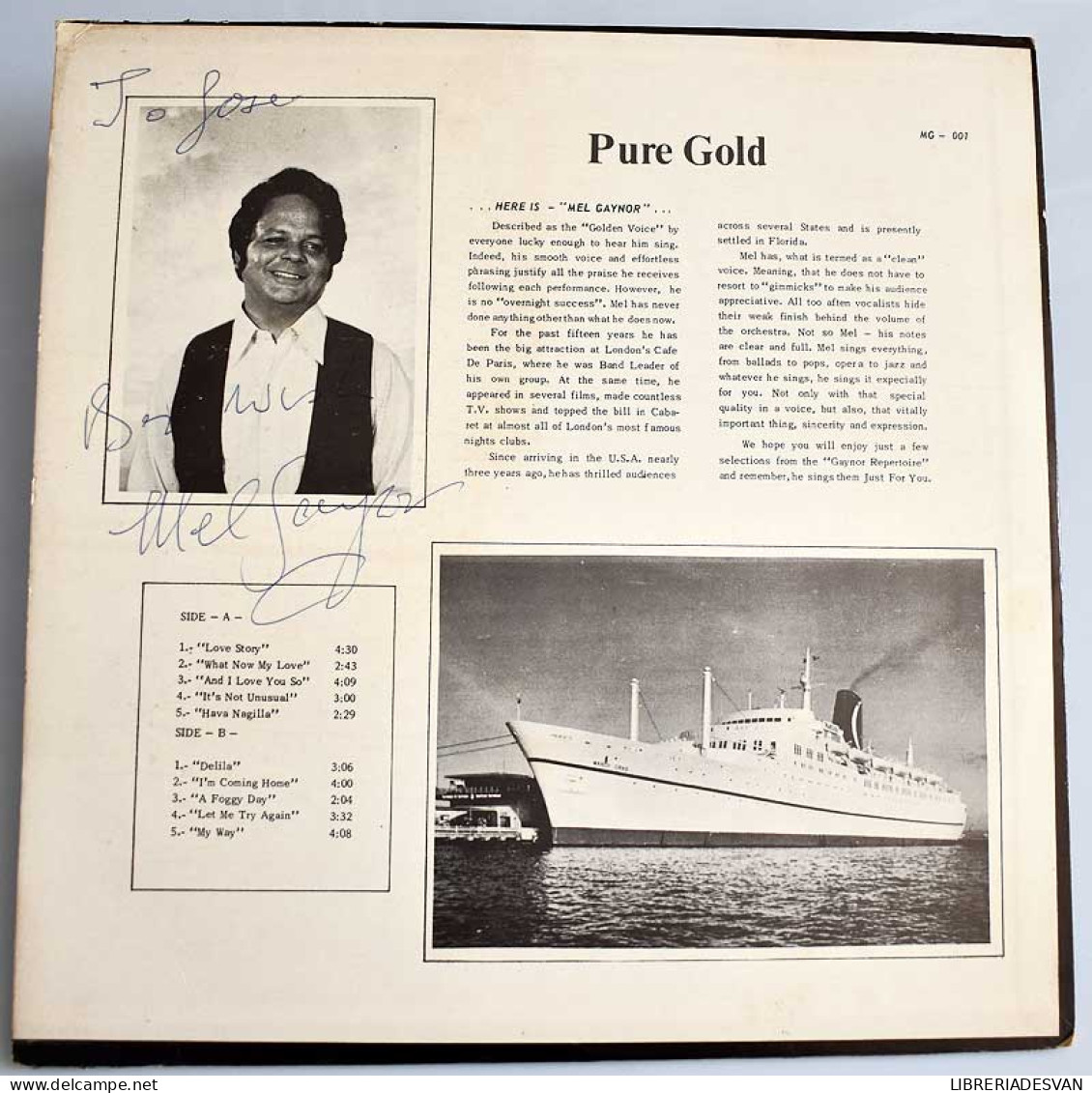 Mel Gaynor - Pure Gold. LP Autografiado - Altri & Non Classificati