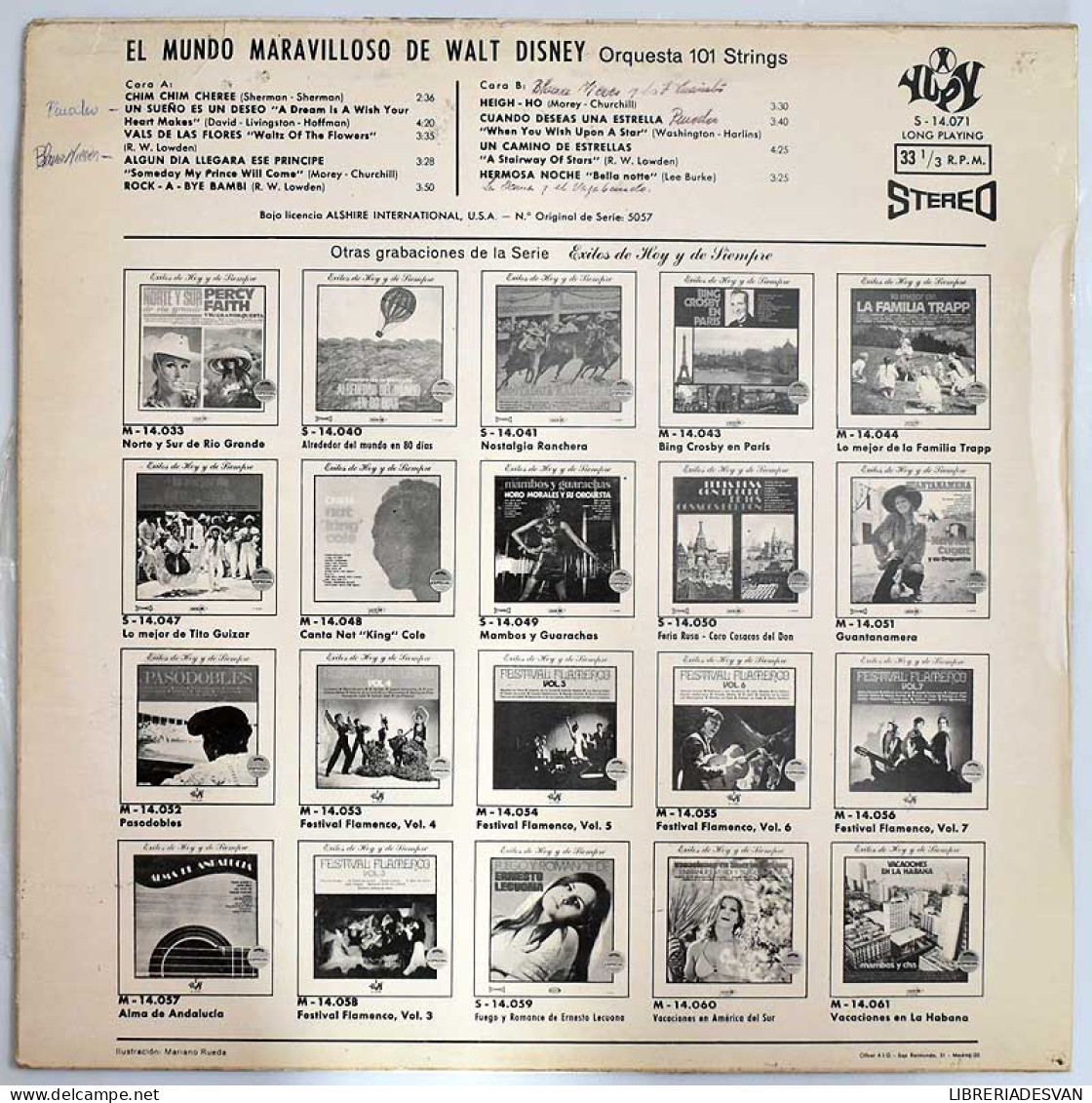 Orquesta 101 Strings - El Mundo Maravilloso De Walt Disney. LP - Andere & Zonder Classificatie