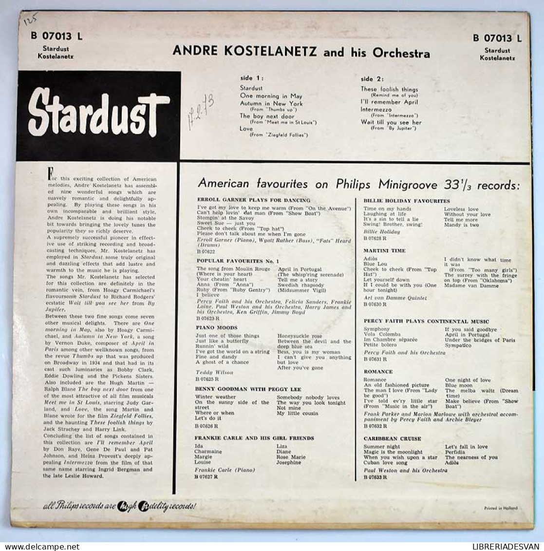 Andre Kostelanetz And His Orchestra - Stardust. LP - Other & Unclassified