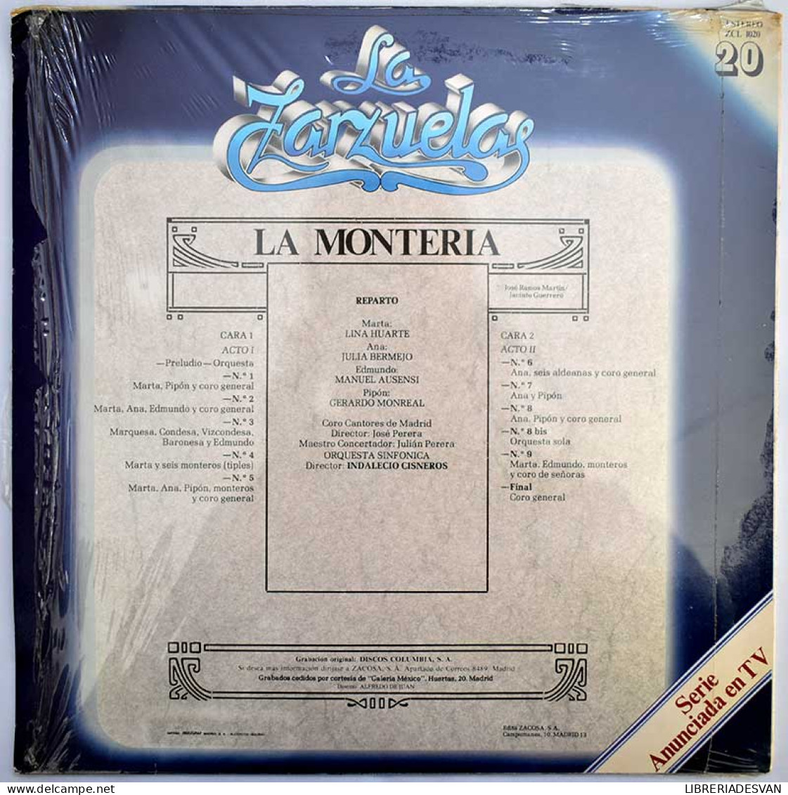 La Montería. La Zarzuela Nº 20. LP + Fascículo - Sonstige & Ohne Zuordnung