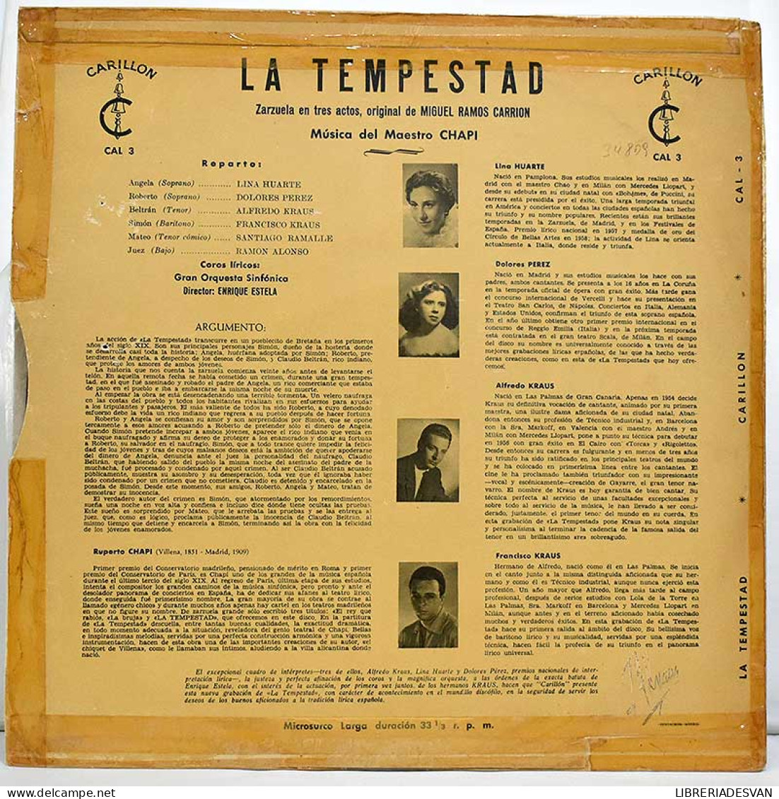 Miguel Ramos Carrión, Chapí - La Tempestad. LP - Altri & Non Classificati