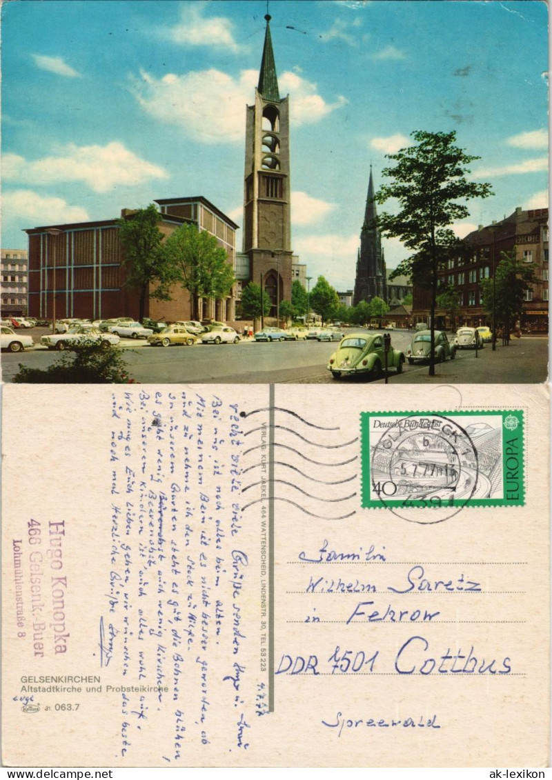 Gelsenkirchen Altstadt Kirche, Autos Ua. Volkswagen VW Käfer 1977 - Gelsenkirchen