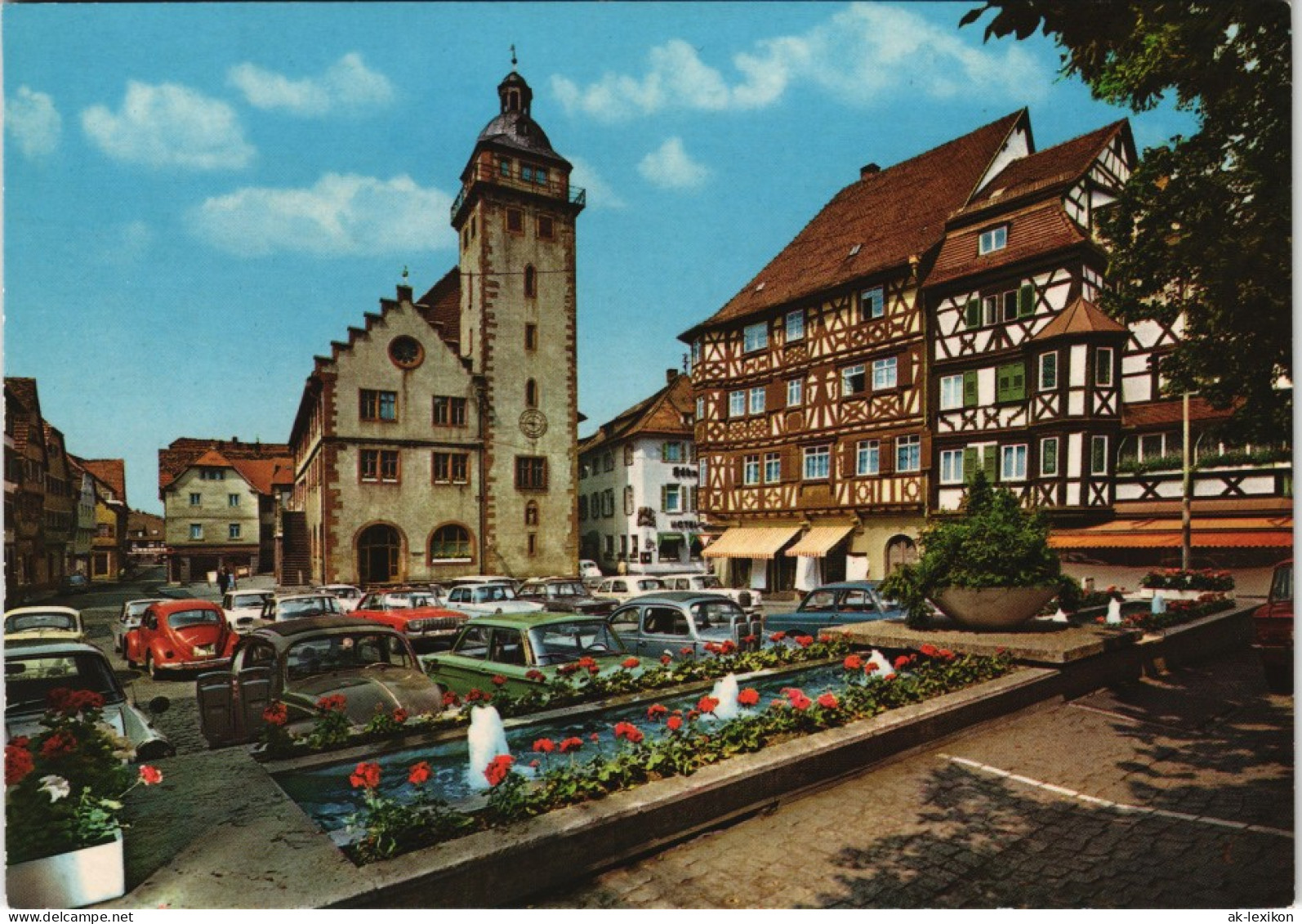 Mosbach (Baden) Marktplatz Auto Parkplatz Autos U.a. VW Käfer 1970 - Mosbach