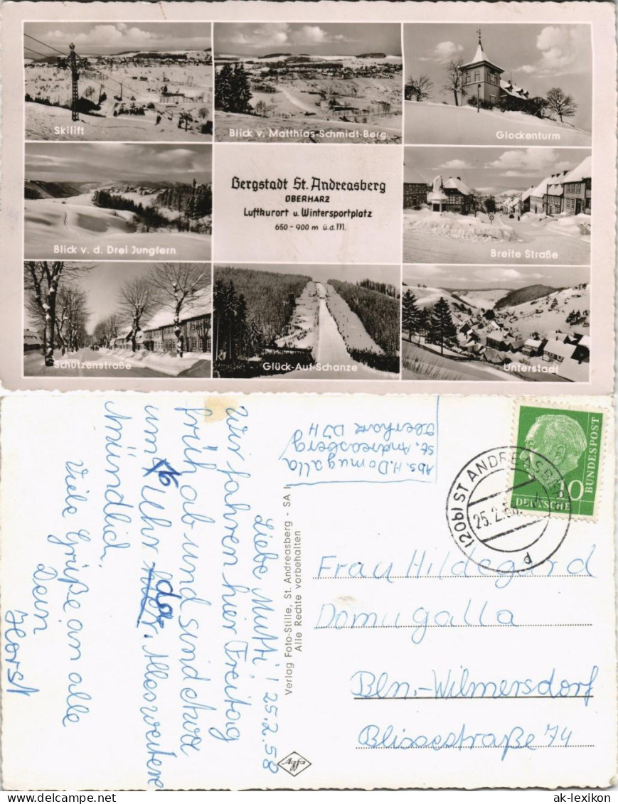 Sankt Andreasberg-Braunlage Mehrbildkarte Verschneite Winter-Ansichten 1958 - St. Andreasberg