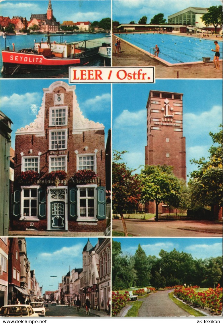 Leer (Ostfriesland) Mehrbildkarte Mit Stadtteilansichten, Straßen, Freibad 1982 - Leer