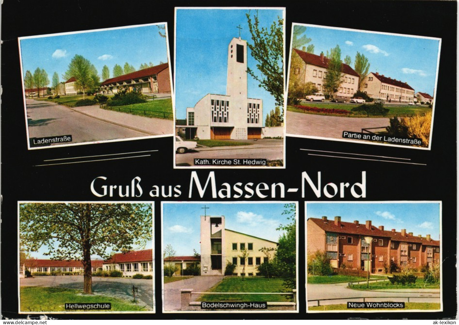 Ansichtskarte Massen-Unna Hellwegschule, Wohnblocks, Landenstraße 1987/1990 - Unna