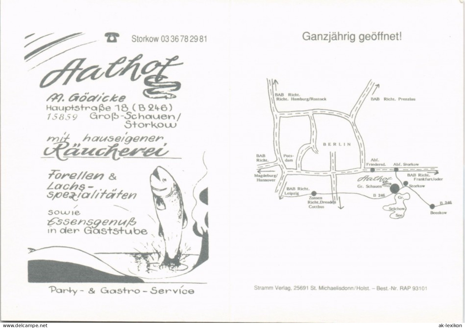 Groß Schauen-Storkow (Mark) Sowje Reklame MB: Aalhof Gödicke Hauptstrasse 1980 - Storkow