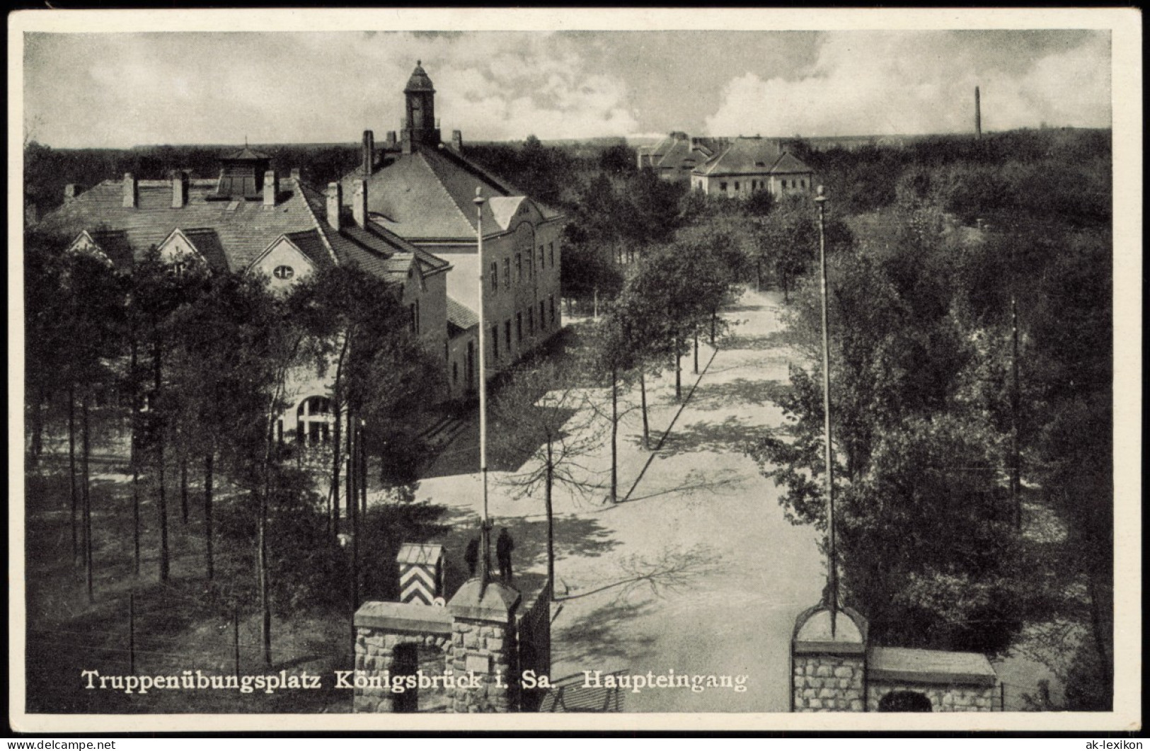 Ansichtskarte Königsbrück Kinspork Truppenübungsplatz - Haupteingang 1931 - Koenigsbrueck