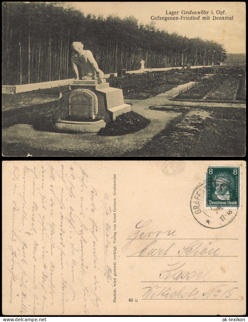 Ansichtskarte Grafenwöhr Gefangenen-Friedhof Mit Denkmal 1930 - Grafenwoehr
